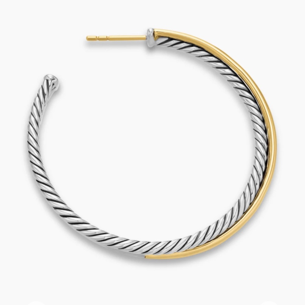 DAVID YURMAN Crossover Gold(18k) and Silver Hoop Earrings. 44mm